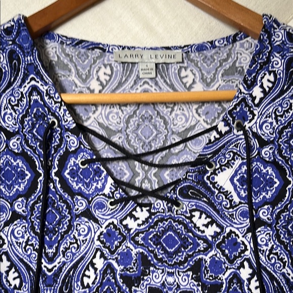 Larry Levine Tops - Blue , White and Black Paisley Blouse